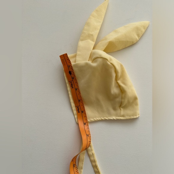 NWT - Bunny Bonnet - Handmade - Yellow - 6-12m (Est.) - Picture 5 of 5